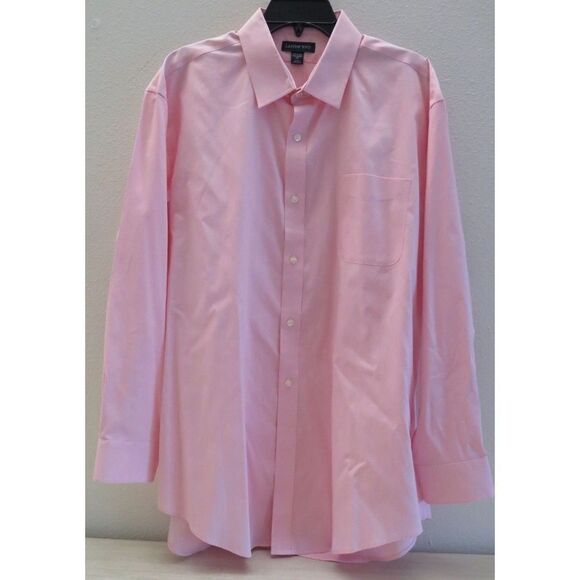 Lands End Men's Sz 17.5-33 Light Pink Solid Tailored Fit L/S Button Up Shirt - Picture 1 of 10